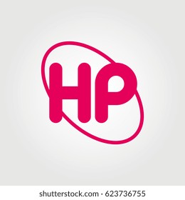 initial letter hp logo pink on white background