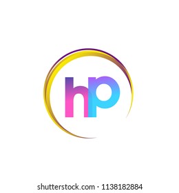 initial letter HP logotype company name, coloreful and swoosh design. vector logo for business and company identity.
