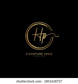 Erster Brief, HP. Designvorlage für das Logo der Monogram-Signatur Minimalis Logo Konzept für Unternehmen und Unternehmen.