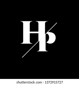 Initial Letter HP Monogram Sliced. Logo template isolated on black background
