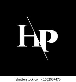 Initial Letter HP Monogram Sliced. Modern logo template isolated on black background