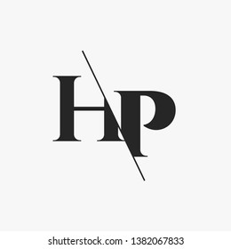 Initial Letter HP Monogram Sliced. Modern logo template isolated on gray background
