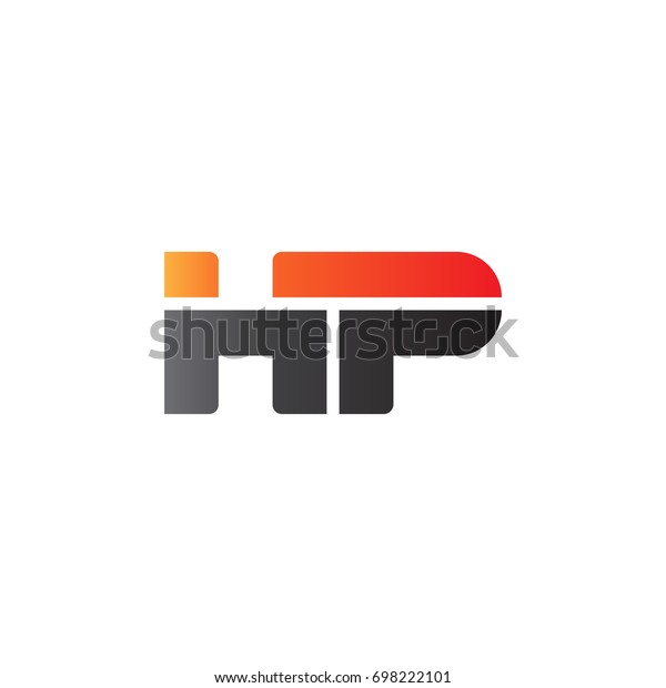 Initial letter HP, straight linked line bold logo,\
gradient fire red black\
colors