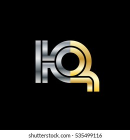 Initial Letter HQ KQ Linked Design Logo Silver Gold