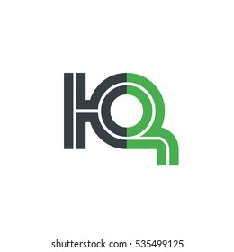 Initial Letter HQ KQ Linked Design Logo Black Green