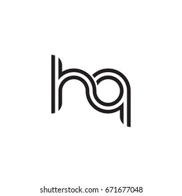 Initial letter hq, linked outline rounded lowercase, monogram black