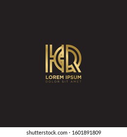 Initial Letter HQ linked uppercase overlap modern gold logo vector design template. Suitable for business, consulting group company.