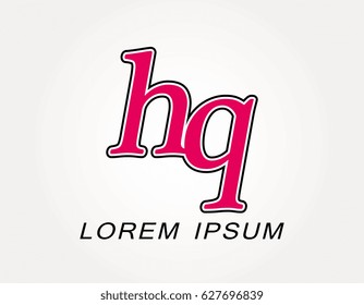 Initial letter hq logo. Monogram lowercase italic