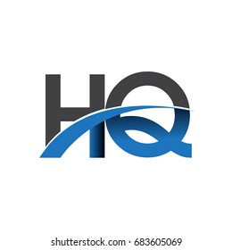 initial letter HQ logotype company name colored blue and grey swoosh design. vector logo for business and company identity.

