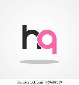 Initial letter HQ lowercase logo design template black pink