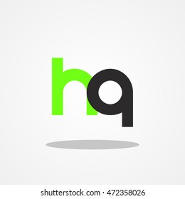 Initial letter HQ lowercase logo design template leaf green black