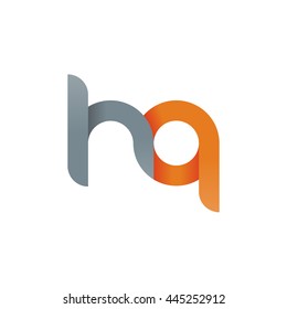 initial letter hq modern linked circle round lowercase logo orange gray