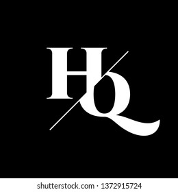 Initial Letter HQ Monogram Sliced. Logo template isolated on black background
