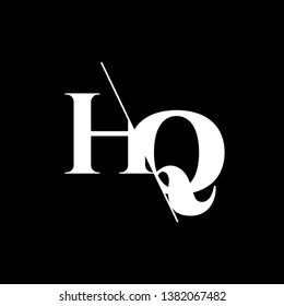 Initial Letter HQ Monogram Sliced. Modern logo template isolated on gray background