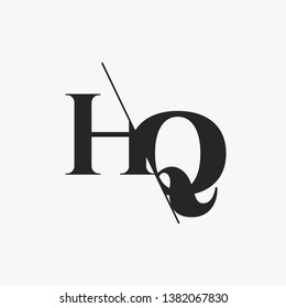 Initial Letter HQ Monogram Sliced. Modern logo template isolated on gray background