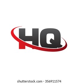 initial letter HQ swoosh ring company logo red black
