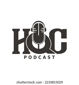 Initial letter HQC podcast logo vector