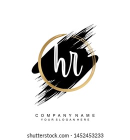 Initial letter HR beautiful handwriting logo vector template