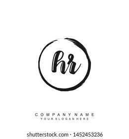 Initial letter HR beautiful handwriting logo vector template