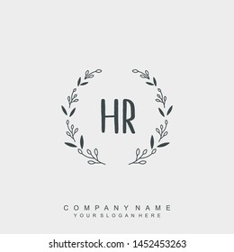 Initial letter HR beautiful handwriting logo vector template