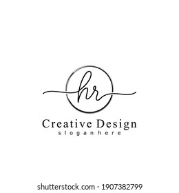 Initial letter HR calligraphy handwritten logo. Handwritten alphabet in the logo template. Letters and Alphabet for your logo design.