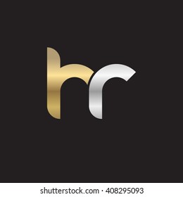 initial letter hr linked circle lowercase logo gold silver black background