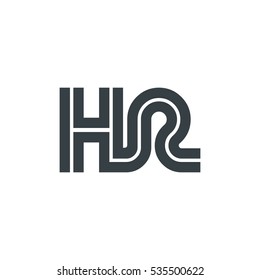 Initial Letter HR Linked Design Logo Black