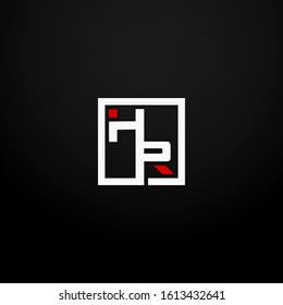 Initial letter HR linked square logo white and red color. Corporate identity design template element. Industry, finance, bank logotype. Square group, technology interaction, network integrate concept.