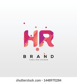Initial letter HR logo with colorful background, letter combination logo design for creative industry, web, business and company. - Vector