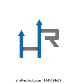 Initial letter HR logo with grow up shape for growing success business company, ui and ux, website or mobile application. Connected arrow up, growth, progress integrate and success concept.