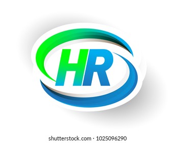 initial letter HR logotype company name colored blue and green swoosh design, modern logo concept. vector logo for business and company identity.