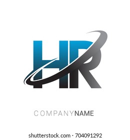 initial letter HR logotype company name colored blue and grey swoosh design. logo design for business and company identity.
