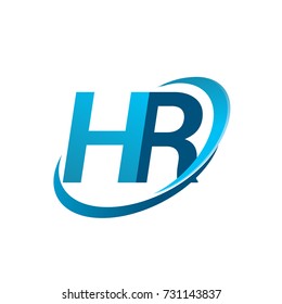 initial letter HR logotype company name colored blue swoosh design concept. vector logo for business and company identity.