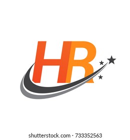 initial letter HR logotype company name colored orange and grey swoosh star design. vector logo for business and company identity.