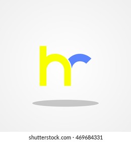 Initial letter HR lowercase logo design template yellow blue