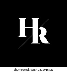 Initial Letter HR Monogram Sliced. Logo template isolated on black background