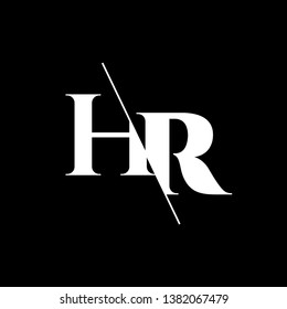Initial Letter HR Monogram Sliced. Modern logo template isolated on gray background