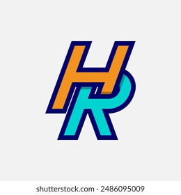 Anfangsbuchstabe HR oder RH-Logo, Monogramm-Logo-Buchstabe H mit R-Kombination, Design-Logo-Vorlage, Vektorillustration