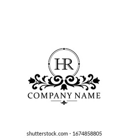 Initial letter HR simple and elegant monogram design template logo