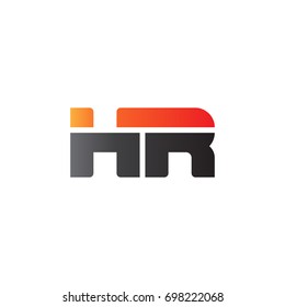 Initial letter HR, straight linked line bold logo, gradient fire red black colors