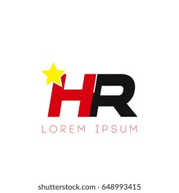 Initial letter hr yellow star logo red black