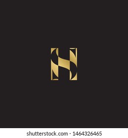 Initial letter hs h s  uppercase modern logo design template elements. Gold letter Isolated on black  background. Suitable for business, consulting group company.