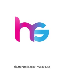 initial letter hs linked circle lowercase logo pink blue purple