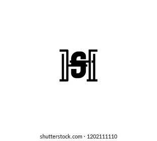 Initial Letter HS Linked Monogram Minimalism Linear Logo