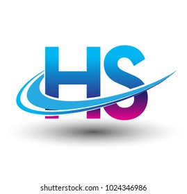 initial letter HS logotype company name colored blue and magenta swoosh design. vector logo for business and company identity.
