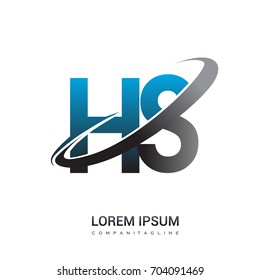 initial letter HS logotype company name colored blue and grey swoosh design. logo design for business and company identity.
