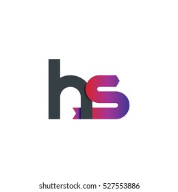 Initial Letter HS Rounded Lowercase Logo Black Purple