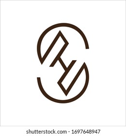 Plantilla de diseño de logotipo de h o sh de letra inicial
