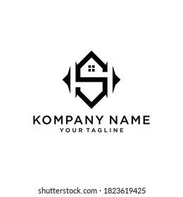 Plantilla vectorial de diseño del logotipo HS o SH de la letra inicial. Resumen creativo Ilustración del vector de diseño del logotipo del SA