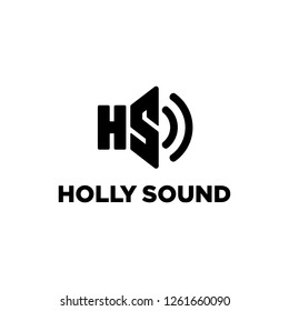 Initial Letter HS SH with Sound Speaker Audio Music Logo Design Inspiration